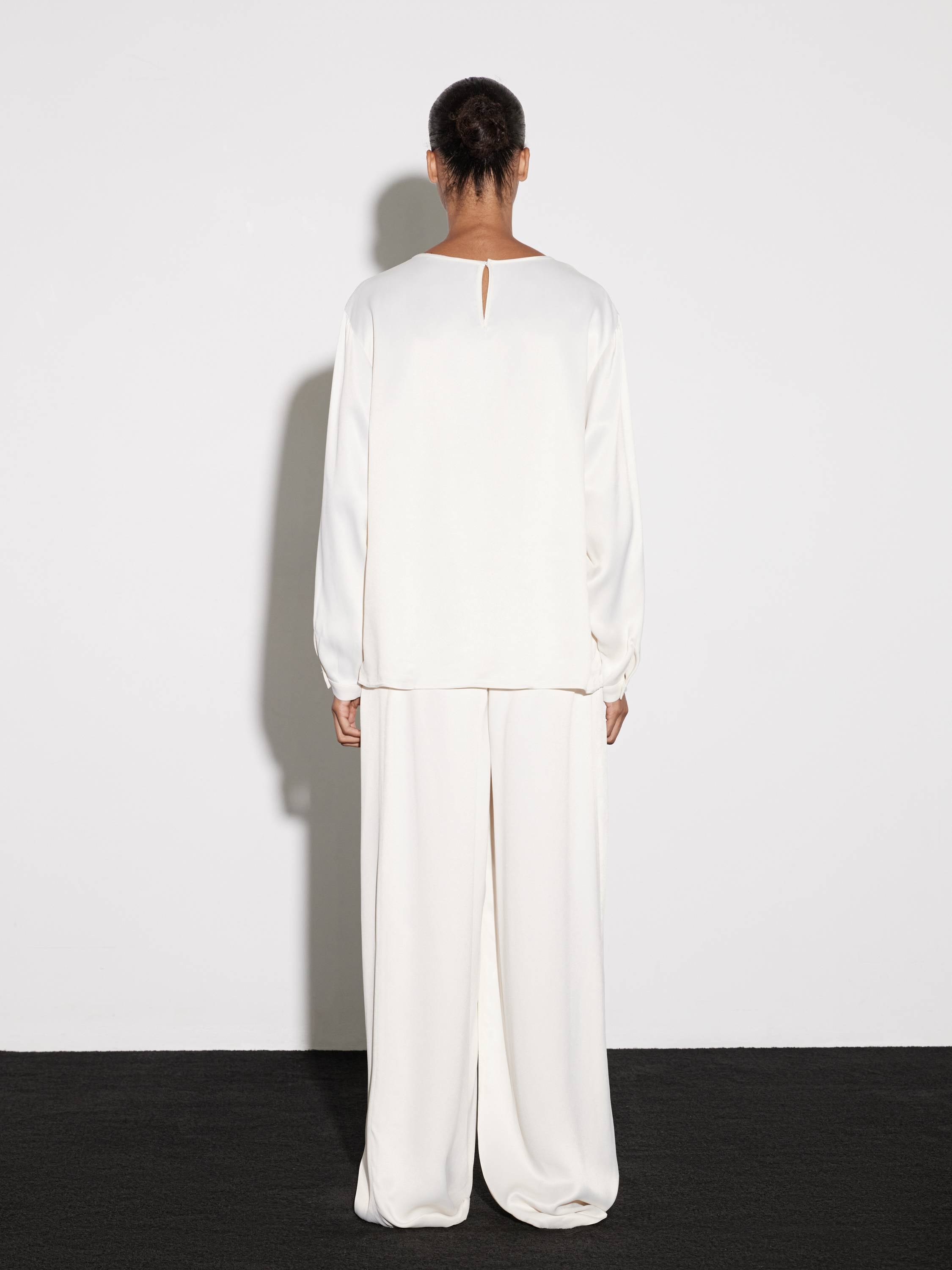 Wide-Leg Rayon Ensemble in Soft Beige