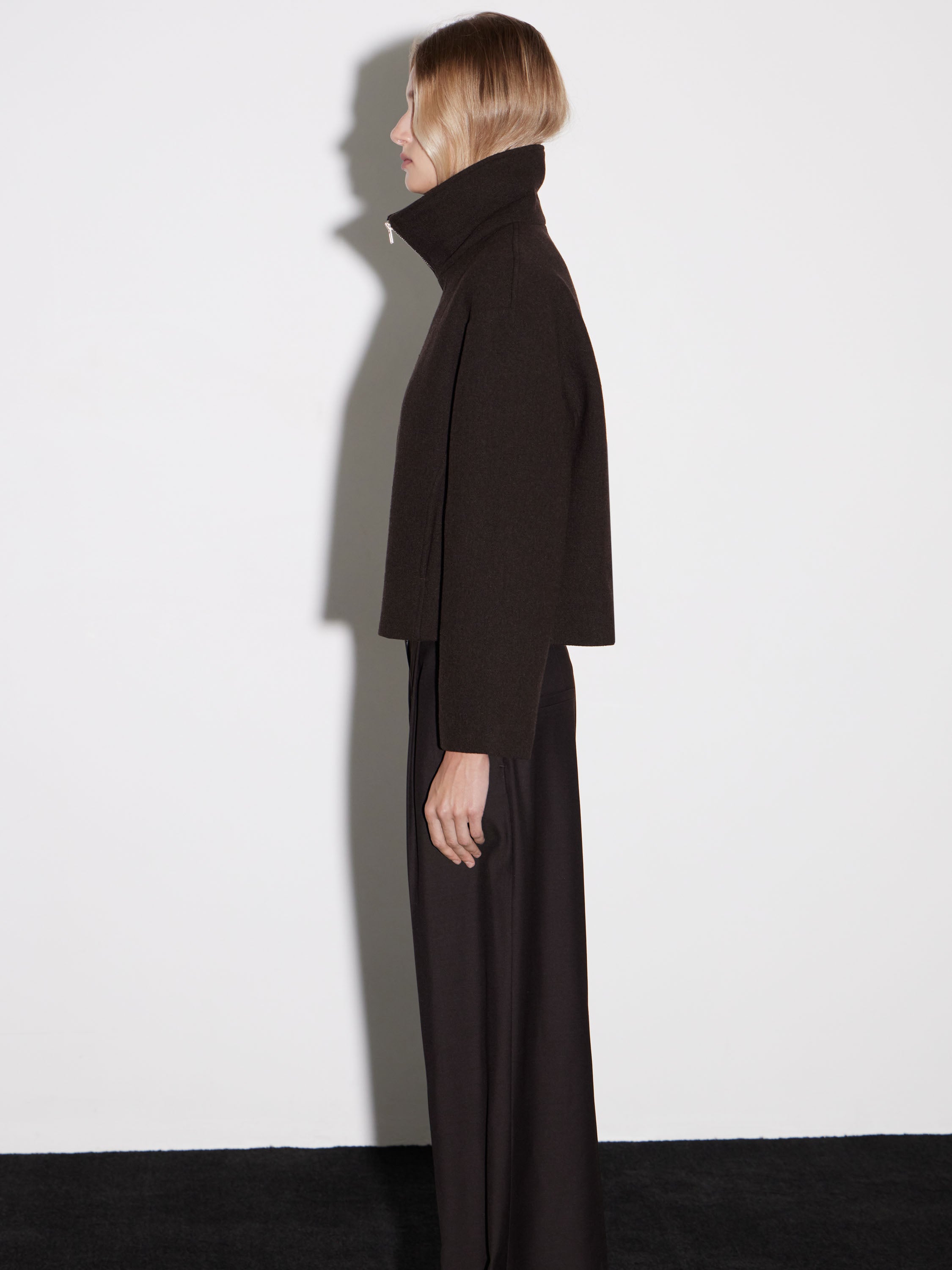 Cropped Wool-Blend Zip Jacket