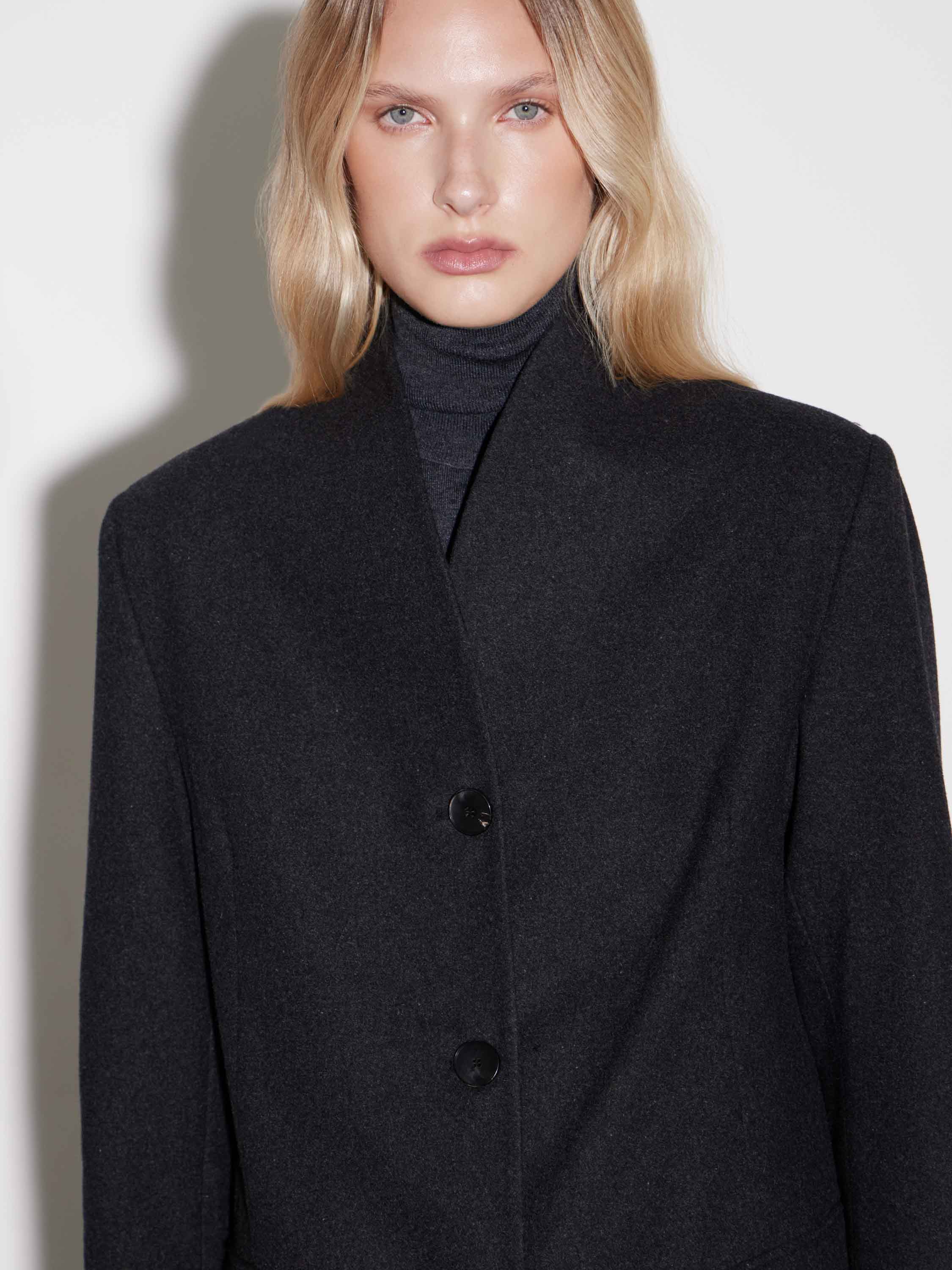 Structured Wool-Blend Tailored Jacket