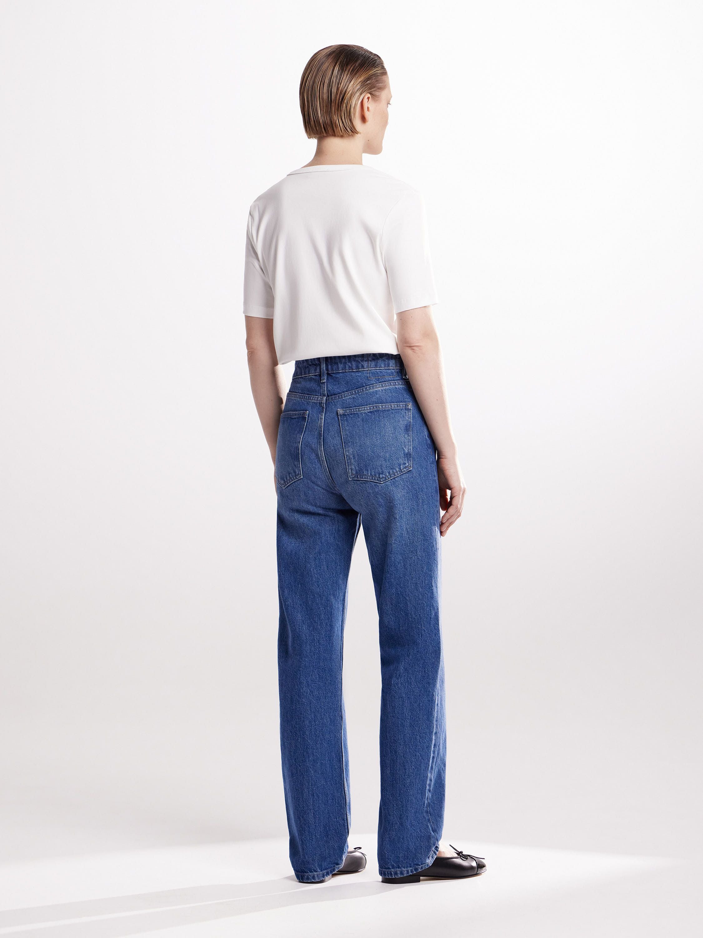 Straight-Leg Premium Denim Jeans in Indigo Blue