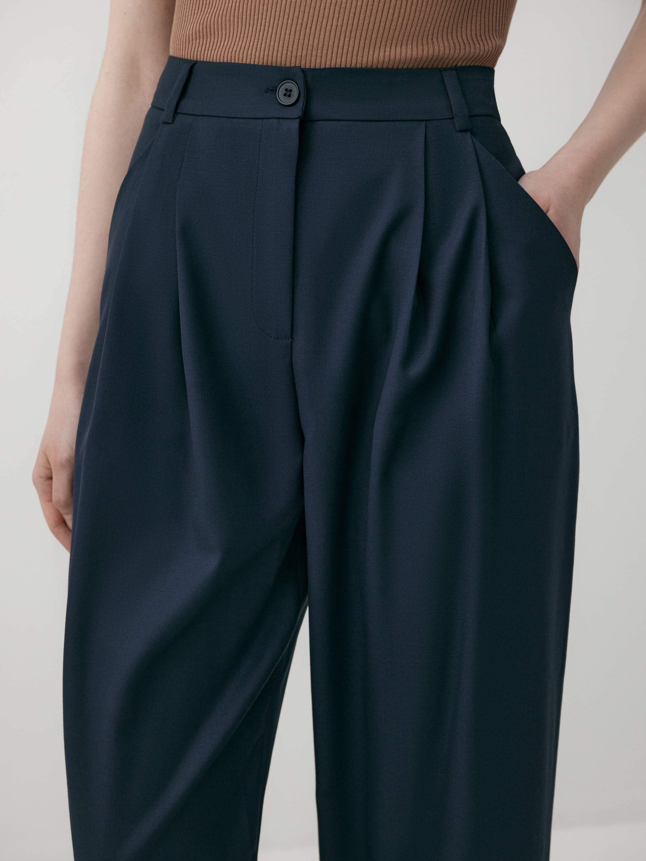 High Waist wool Wide-leg Trouser