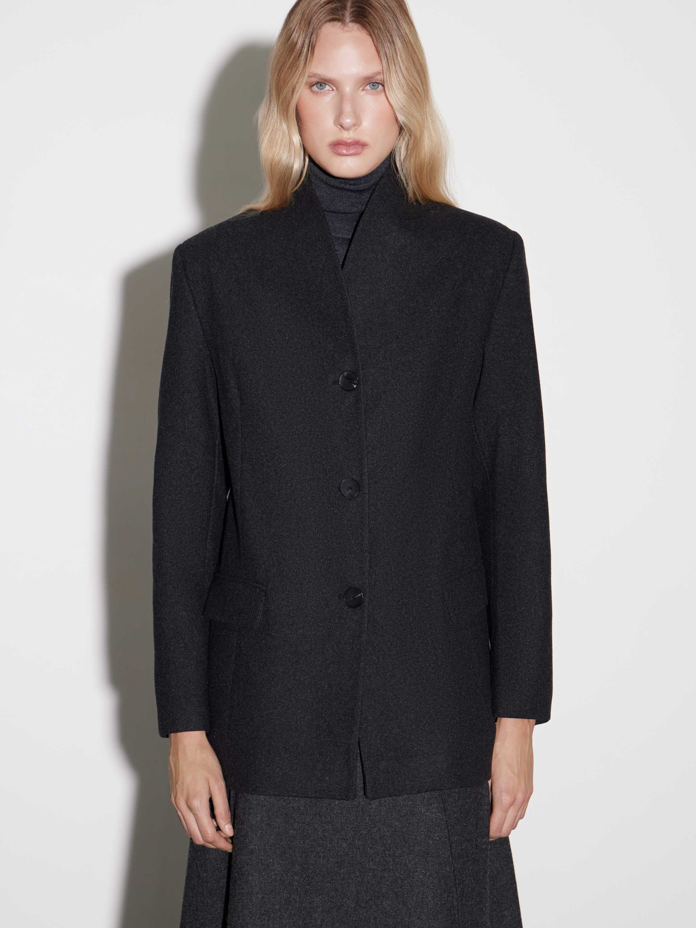 Structured Wool-Blend Tailored Jacket