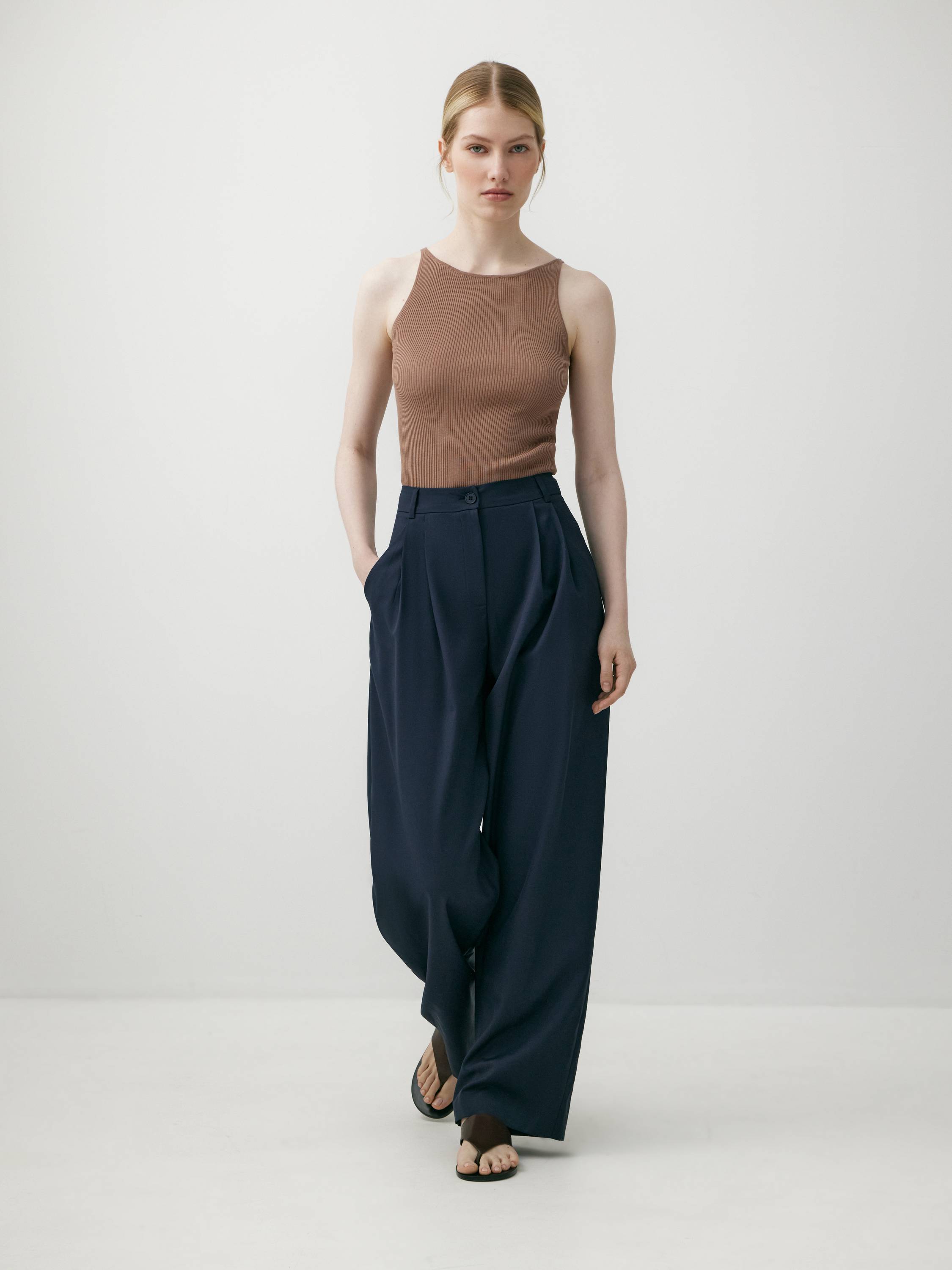 High Waist wool Wide-leg Trouser
